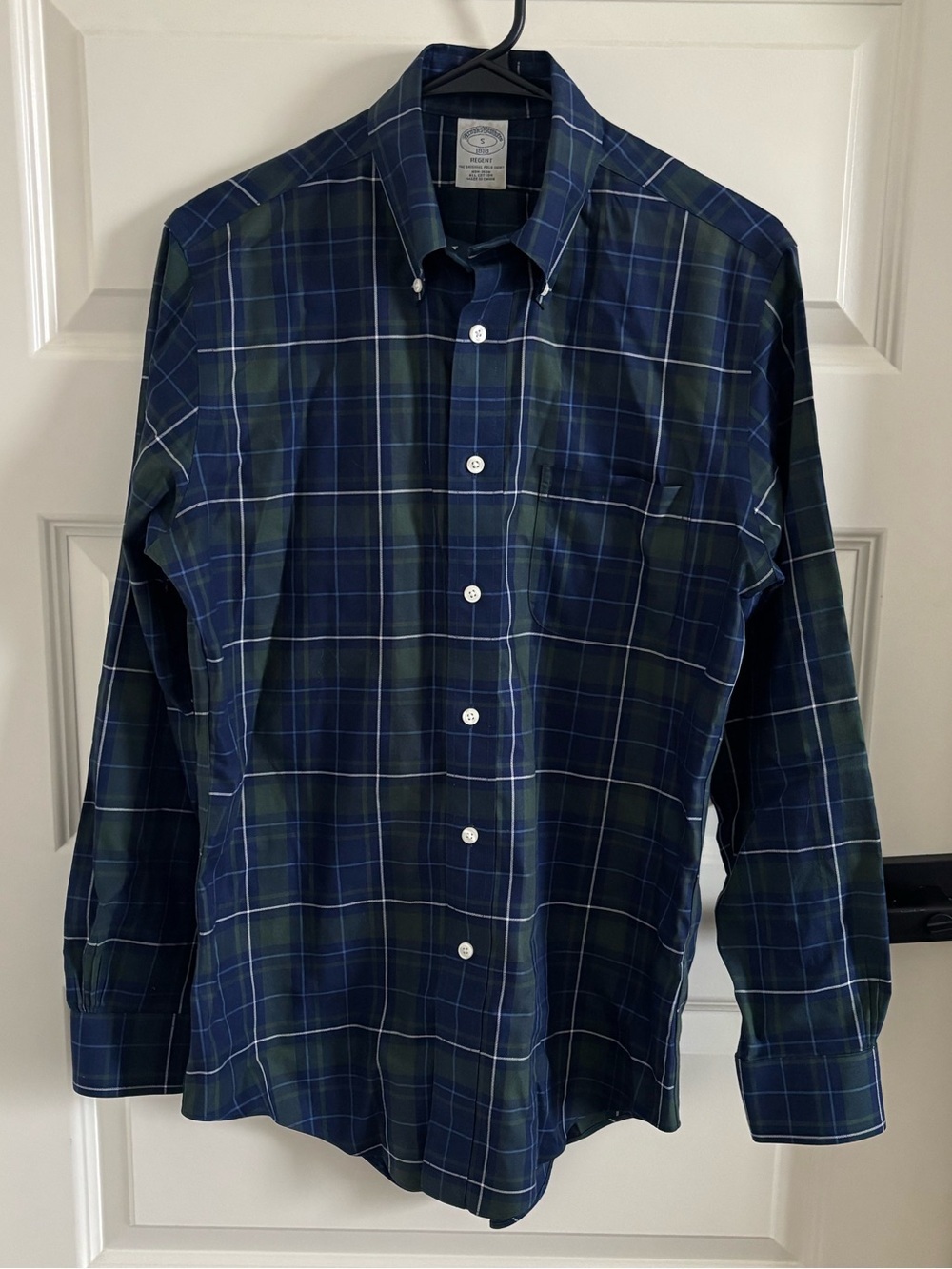 Brooks Brothers Navy and Green Plaid Button-Down Shirt